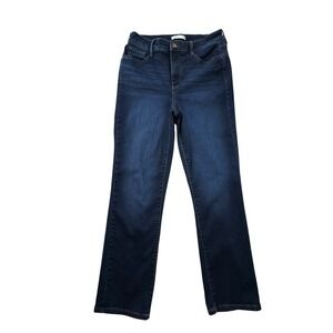 Nine West Women's Slim Straight Jeans Dark Wash Blue Stretch Mid Rise Denim 10